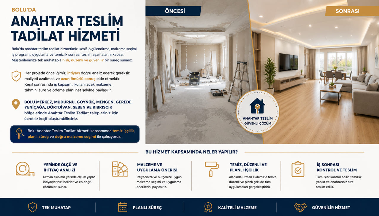 Bolu Anahtar Teslim Tadilat ücretsiz keşif